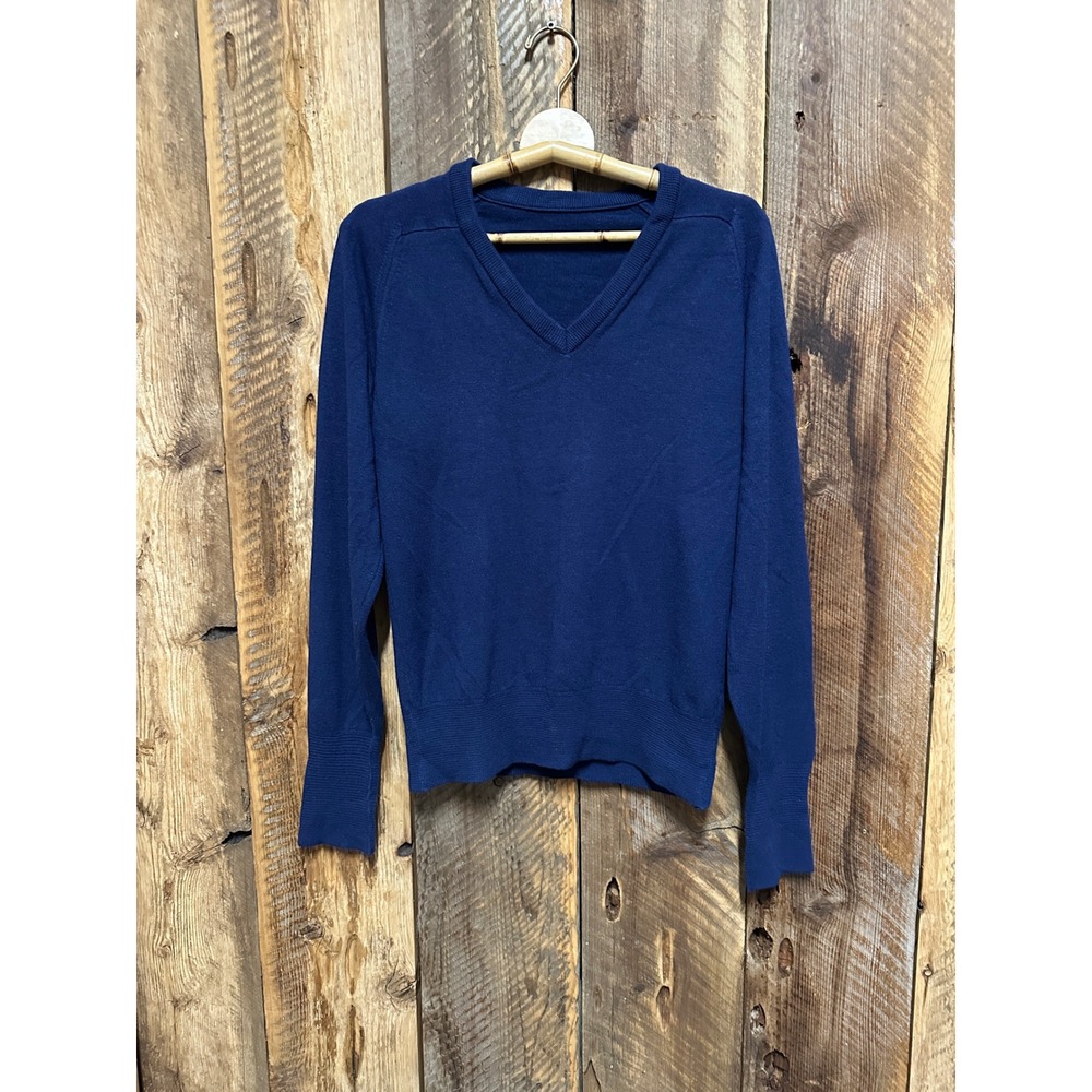 Vintage 70s Orlon V-neck Sweater Classic Preppy Navy Knit Retro Minimalist Style